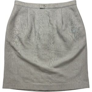 Vintage Russ Petites Gray Pencil Skirt High Waisted Pleated Career USA Made